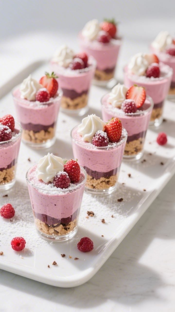 Final dish: Restaurant-quality presentation of the chilled berry mousse served in clear dessert glas