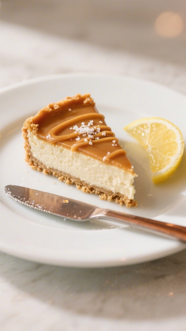 Final plated presentation: a clean slice of no-bake cheesecake with a neat edge and defined graham c